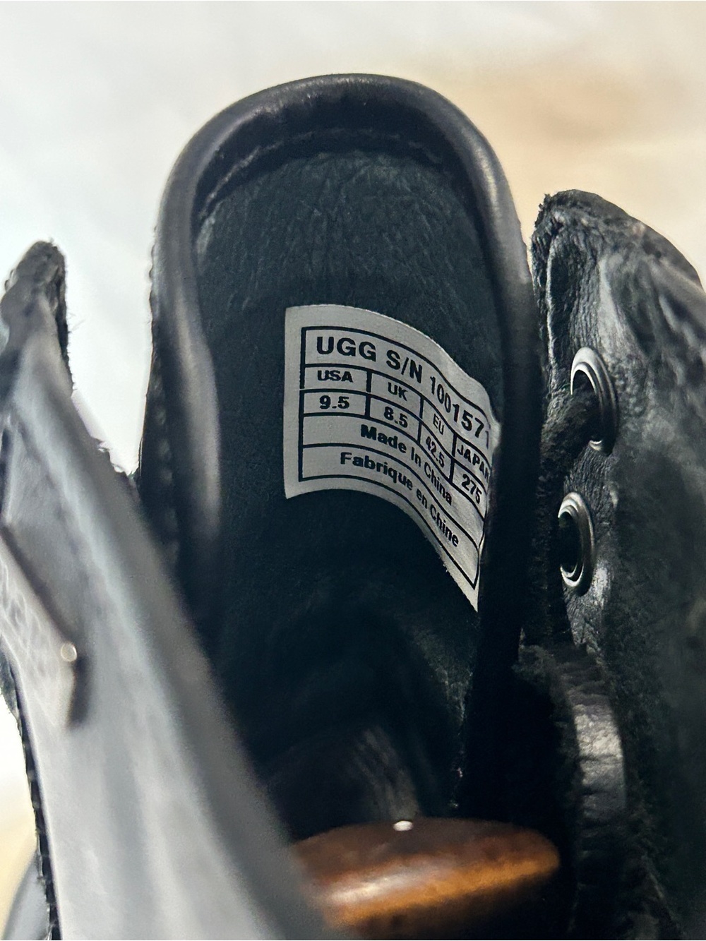UGG Men’s Branton Black Leather Combat Boot US 9.5 - Picture 7 of 10